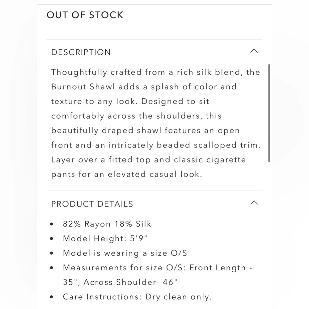 Johnny Was Bobcat Burnout Velvet Shawl NWOT - Picture 5 of 6